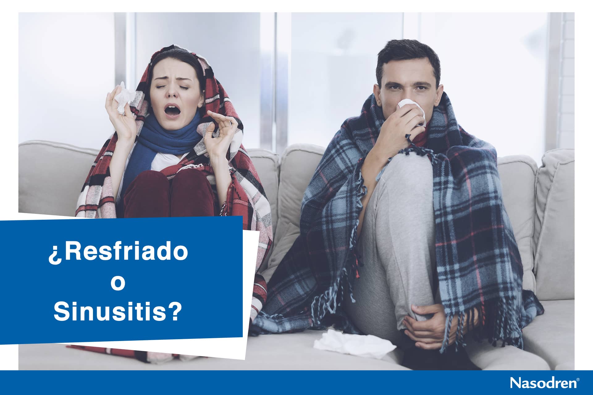 pareja joven que sufre resfriado o sinusitis